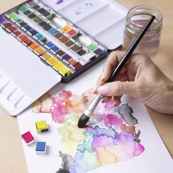 Art Aquarellfarben, Halbwannen, Gr&ouml;&szlig;e 10x15x20 mm, Standard-Farben, 48 Farbe/ 1 Pck