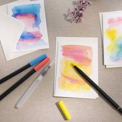 Aquarell-Filzstifte, Strichst&auml;rke 2+4-8 mm, Standard-Farben, 12 Stk/ 1 Pck