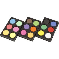 Wasserfarben, H 16 mm, D 44 mm, Neonfarben, Prim&auml;rfarben, Zus&auml;tzliche Farben, 1 Pck