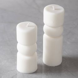 Silikonform, Gerippter Zylinder mit Bogen, H 11+14 cm, D 4+4 cm, 2 Stk/ 1 Pck