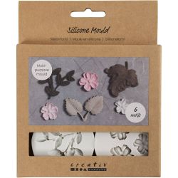 Silikonform, Bl&auml;tter und Bl&uuml;ten, H 0,5 cm, L 1,8-4,5 cm, 4 Stk/ 1 Stk