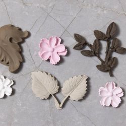 Silikonform, Bl&auml;tter und Bl&uuml;ten, H 0,5 cm, L 1,8-4,5 cm, 4 Stk/ 1 Stk