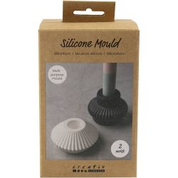 Silikonform, Gerillte Kerzenhalter, H 4+5,5 cm, D 7+8 cm, Gl&auml;nzend transparent, 2 Stk/ 1 Pck