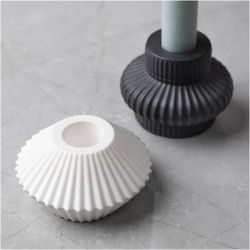 Silikonform, Gerillte Kerzenhalter, H 4+5,5 cm, D 7+8 cm, Gl&auml;nzend transparent, 2 Stk/ 1 Pck