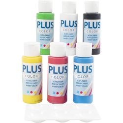 Plus Color Bastelfarbe, Prim&auml;rfarben, 6x60 ml/ 1 Pck