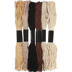 Stickgarn, Dicke 1 mm, Natur, 6 B&uuml;ndl./ 1 Pck