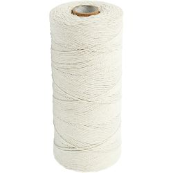Baumwollkordel, L 700 m, extra d&uuml;nne Qualit&auml;t 12/6, ca. 1 mm, Hellnatur, 250 g/ 1 Kn&auml;uel