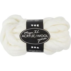 XL-Chunky-Garn aus Polyacryl/Wolle, L 15 m, Gr&ouml;&szlig;e mega, Naturwei&szlig;, 300 g/ 1 Kn&auml;uel