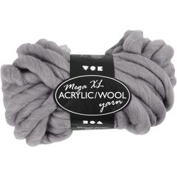 XL-Chunky-Garn aus Polyacryl/Wolle, L 15 m, Gr&ouml;&szlig;e mega, Grau, 300 g/ 1 Kn&auml;uel