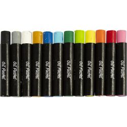 &Ouml;lpastellfarben, L 7 cm, Dicke 11 mm, Standard-Farben, 12 Stk/ 1 Pck