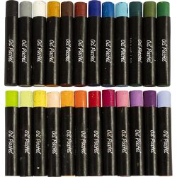 &Ouml;lpastellfarben, L 7 cm, Dicke 11 mm, Pastellfarben, 24 Stk/ 1 Pck