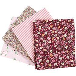 Patchwork-Stoff, Gr&ouml;&szlig;e 45x55 cm, 100 g, Rosa, 4 Stk/ 1 B&uuml;ndl.