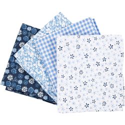 Patchwork-Stoff, Gr&ouml;&szlig;e 45x55 cm, 100 g, Blau, 4 Stk/ 1 B&uuml;ndl.