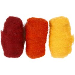 Kardierte Wolle , Harmonie in Gelb-Terrakotta, 3x10 g/ 1 Pck