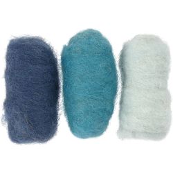 Kardierte Wolle , Harmonie in Blau, 3x10 g/ 1 Pck