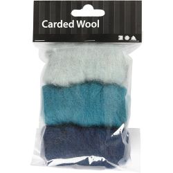 Kardierte Wolle , Harmonie in Blau, 3x10 g/ 1 Pck