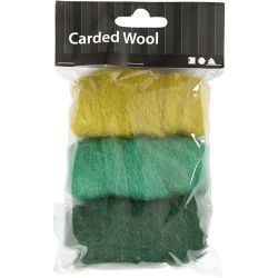 Kardierte Wolle , Harmonie in Gr&uuml;n-T&uuml;rkis, 3x10 g/ 1 Pck