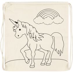 Turnbeutel, Einh&ouml;rner, Gr&ouml;&szlig;e 37x41 cm, 110 g, Hellnatur, 1 Stk