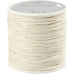 Baumwollschnur, Dicke 1 mm, gewachst, Naturwei&szlig;, 40 m/ 1 Rolle