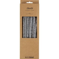 Pfeifenreiniger, L 30 cm, Dicke 6 mm, Glitter, Silber, 24 Stk/ 1 Pck