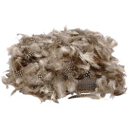 Perlhuhnfedern , ca. 1000 Stk, Natur, 50 g/ 1 Pck