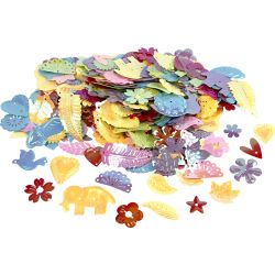 Pailletten, Gr&ouml;&szlig;e 15-45 mm, Perlmuttfarben, 30 g/ 1 Pck