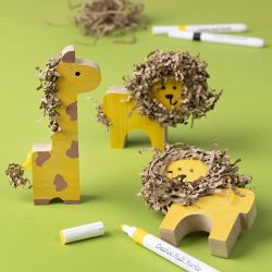 Holztiere, Safari, H 3-14,5 cm, Dicke 2 cm, 10 Stk/ 1 Pck