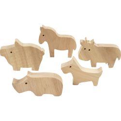 Holztiere, Bauernhof, H 4,5-8,7 cm, Dicke 2 cm, 10 Stk/ 1 Pck