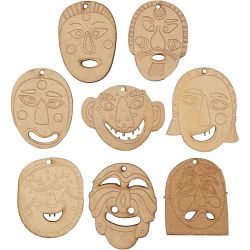 Masken-Anh&auml;nger, Gr&ouml;&szlig;e 5,5-7 cm, Dicke 4 mm, 24 Stk/ 1 Pck