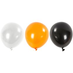 Luftballons, Rund, D 23-26 cm, Schwarz, Orange, Wei&szlig;, 10 Stk/ 1 Pck