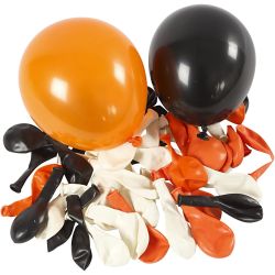 Luftballons, Rund, D 23-26 cm, Schwarz, Orange, Wei&szlig;, 100 Stk/ 1 Pck