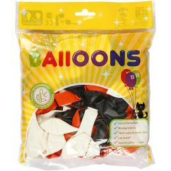 Luftballons, Rund, D 23-26 cm, Schwarz, Orange, Wei&szlig;, 100 Stk/ 1 Pck