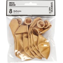 Ballons, D 23 cm, rund, Gold, 8 Stk/ 1 Pck