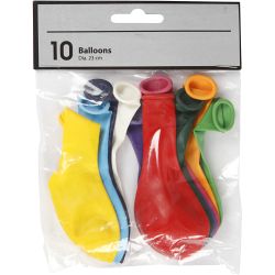 Ballons, D 23 cm, rund, Sortierte Farben, 10 Stk/ 1 Pck