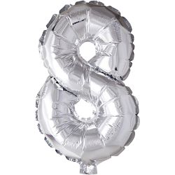 Folienballon, 8, H 41 cm, Silber, 1 Stk