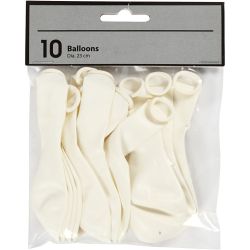 Ballons, D 23 cm, rund, Wei&szlig;, 10 Stk/ 1 Pck