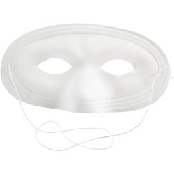 Halbmaske, H 10 cm, B 17,5 cm, Wei&szlig;, 12 Stk/ 1 Pck