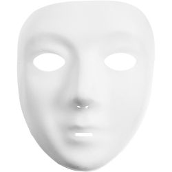 Vollmaske Gesicht, H 17,5 cm, B 14 cm, Wei&szlig;, 12 Stk/ 1 Pck