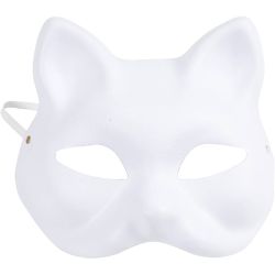 Katzenmaske, H 17,5 cm, B 18,5, Wei&szlig;, 1 Stk