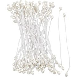 Bl&uuml;tenstaubbl&auml;tter, L 6,4 cm, D 2 mm, Perlmuttwei&szlig;, 100 Stk/ 1 Pck