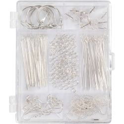 Starter Kreativ Set Schmuck, ca. 175 Stk, Versilbert, 1 Set