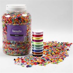 Kunststoffperlen und elastisches Schmuckband
