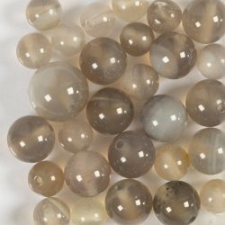 Achat Steinperlen, D 6+8+10 mm, Lochgr&ouml;&szlig;e 0,9-1 mm, Transparent Grau, 28 Stk/ 1 Pck