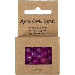 Achat Steinperlen, D 6+8+10 mm, Lochgr&ouml;&szlig;e 0,9-1 mm, Pink, 28 Stk/ 1 Pck