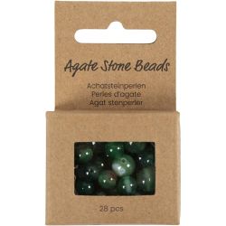 Achat Steinperlen, D 13+15 mm, Lochgr&ouml;&szlig;e 0,9-1 mm, Gr&uuml;n transparent, 28 Stk/ 1 Pck