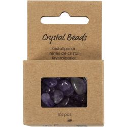 Kristallperlen, Amethyst, D 7-12 mm, Lochgr&ouml;&szlig;e 1 mm, Flieder, 63 Stk/ 1 Pck
