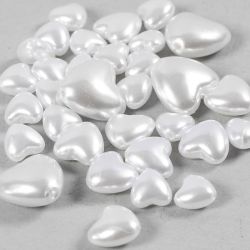 Schmuckperlen, Herzen, D 7-13 mm, Lochgr&ouml;&szlig;e 1,3-1,5 mm, Perlmutt, 32 Stk/ 1 Pck