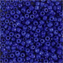 Rocaille-Perlen, D 3 mm, Gr&ouml;&szlig;e 8/0, Lochgr&ouml;&szlig;e 0,6-1,0 mm, Blau, 25 g/ 1 Pck