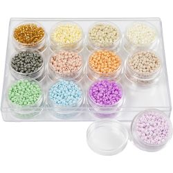 Rocaille-Perlen, D 3 mm, Gr&ouml;&szlig;e 8/0, Lochgr&ouml;&szlig;e 0,6-1,0 mm, Pastellfarben, 12x17 g/ 1 Pck