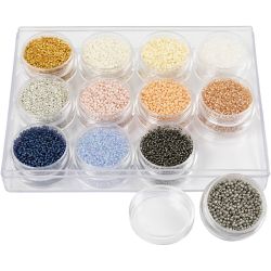 Rocaille-Perlen, D 1,7 mm, Gr&ouml;&szlig;e 15/0, Lochgr&ouml;&szlig;e 0,5-0,8 mm, sanfte, dezente Farben, 12x15 g/ 1 Pck
